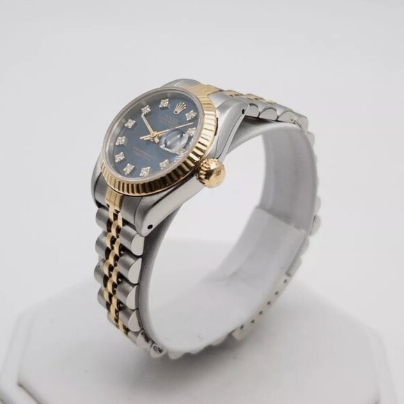 Rolex Ladies Blue Face Two Tone 18kt Watch